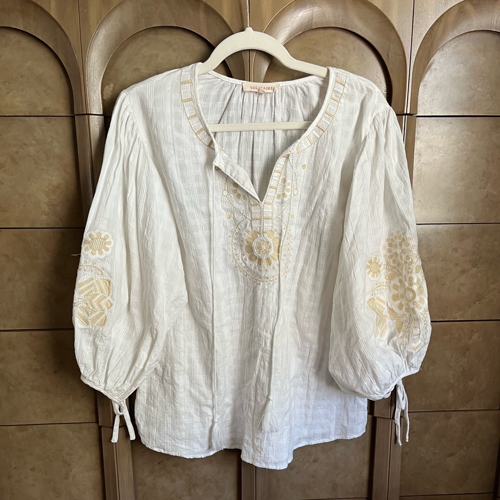 White Embroidered Solitaire Blouse